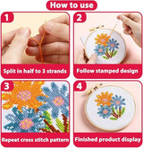 Beginner DIY Stamped Cross Stitch Kit with Embroidery Hoop Pre-Printed Pattern Fishing Trout Fish DIY Needlepoint Craft Kit for Adults Includes All Supplies Wall Art Decor Gift 33x33cm (196)