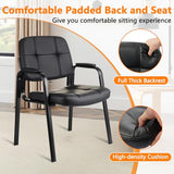CLATINA Waiting Room Guest Chair with Bonded Leather Padded Arm Rest for Office Reception and Conference Desk Black 4 Pack