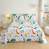 MWMWMW Dinosaur Full Bed Sheets Kids Boys, 4 Pieces Boys Sheets Sets Full, Dinosaur Printed Microfiber Deep Pocket Bed Sheet with 2 Pillowcases MWMWMW