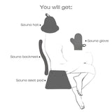 Red Cedar Sauna Back Rest Accompanied by an Anti-Slip Rubber Pad for Enhanced Stability, Includes Accessories as Sauna Hat, Seat Pad and Sauna Glove, Sauna Accessory Set. (1 Set) WoodArtSupply