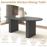 62.99"-78.7" Oval Extendable Dining Room Table for 6 8 10, Modern Farmhouse Wooden Kitchen Expanding Table, Long Large Expandable Dining Room Conference Tables for Home Office Pvillez