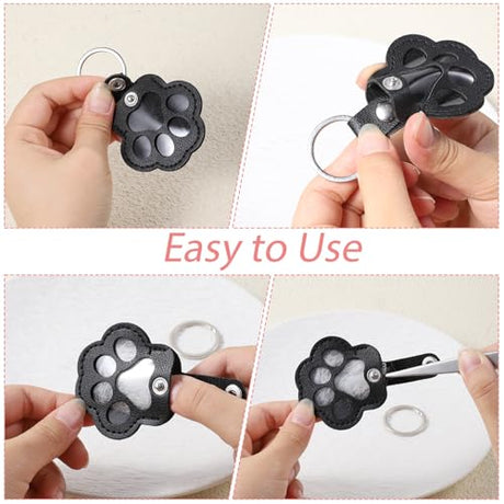Hpmjz 3 Pcs Dog Hair Collector Keychains Paw Print Keychain Pet Memorial Gifts Cute Leather Hair Keepsake Keyring Pet Fur Storage Keychain for Collecting Bag Purse Paw Charm Key Holder Christmas Hpmjz