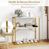 GOFLAME 2-Tier Entryway Table, 36” Console Table with Open Storage Shelf, Faux Marble Top & Metal Frame, Modern Narrow Long Behind Sofa Tables for Living Room, Hallway, Entry, White & Gold GOFLAME