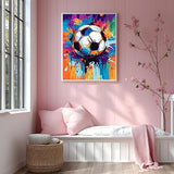 Soccer Ball Paint by Numbers for Adults Beginners Graffiti Background Painting by Number on Canvas Without Frame, DIY Sports Decor on Canvas with Brushes Acrylic Paint (16x20inch) LAENAKR
