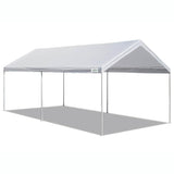 Caravan Canopy Powder Coated Heavy Duty Steel Frame Pop Up Carport with 6 Steel Stakes for Outdoor Activities and Events, White Caravan