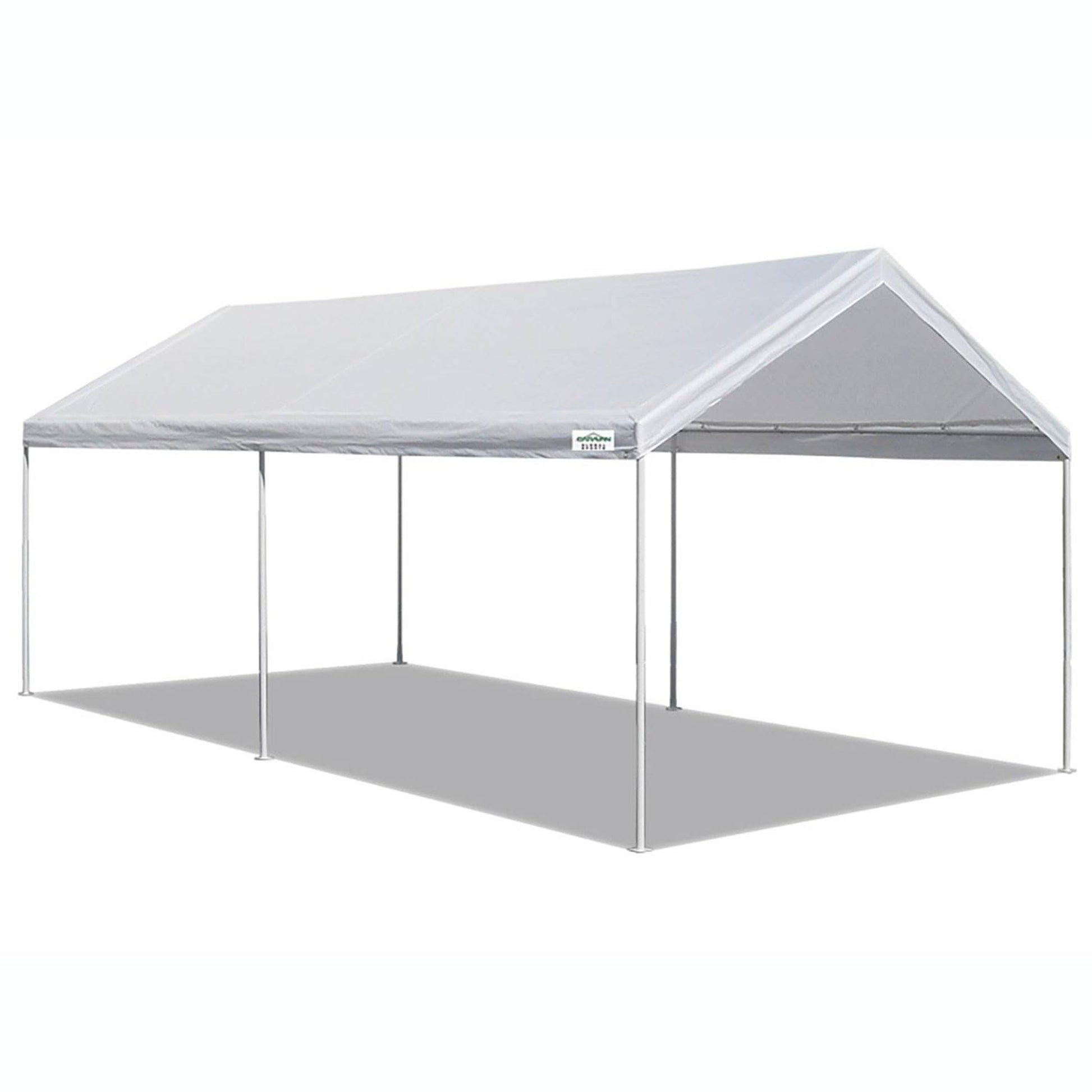 Caravan Canopy Powder Coated Heavy Duty Steel Frame Pop Up Carport with 6 Steel Stakes for Outdoor Activities and Events, White - WoodArtSupply