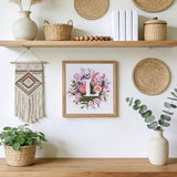 Zerzsy 7.87 '' Embroidery Kits Plant Flower Leaf English Letter Patterns for Beginners Adults, Easy to Learn Cross Stitch Kit for Home Office Decor