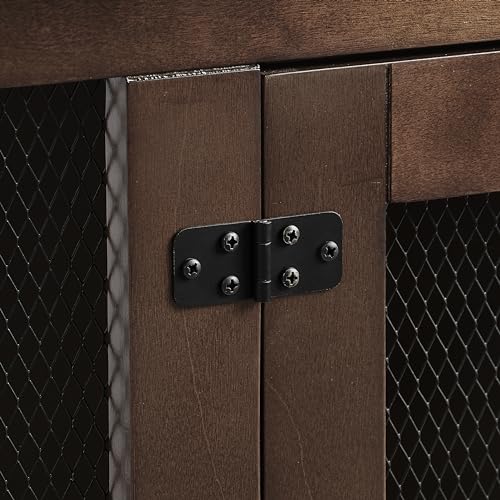 Crosley Furniture Dane Credenza Console Table Dog Crate Kennel for Pets, Brown Crosley Furniture