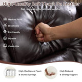 Loveseat Recliner Sofa, Power Reclining Loveseat Sofa Couches with Center Console, Bluetooth Speaker, LED Lights, Cup Holder, PU Leather Wall Hugger Recliners for Living Room, RV, Home Theater, Brown