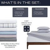 Nautica - Twin/Twin XL Bed Sheets, Cotton Percale Bedding Set with Matching Pillowcase, Crisp & Cool, Fully Elasticized, Dorm Essentials (Herringbone Coastal Blue) Nautica