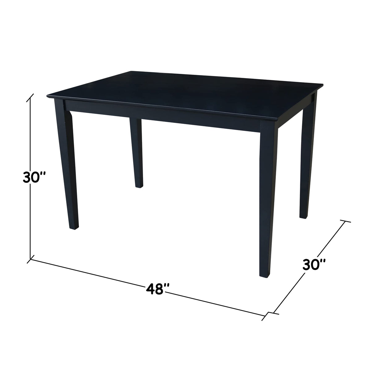 International Concepts Solid Wood Dining Table with Shaker Legs, 48 by 30 by 30-Inch, Black IC International Concepts