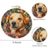LB 4 Pack Cute Dog Flower Embroidery Kit for Beginners Funny Animal Beginner Embroidery Kit for Adults DIY Starter Kit with Embroidery Hoop Colorful Threads Tools Step by Step Instructions
