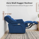 MCombo Power Zero Wall Hugger Recliner Chair for Small Space RV Living Room, Power Recliner with Adjustable Headrest, USB & USB-C Charging Ports, Fabric ST257 (Navy Blue)