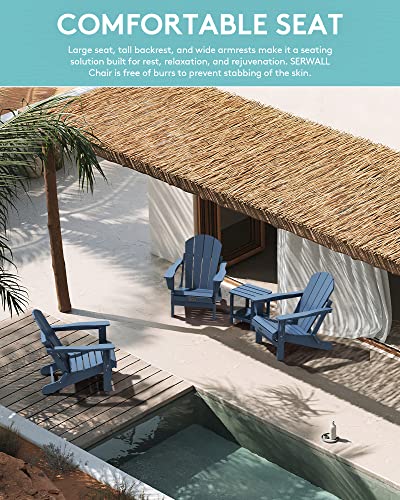 SERWALL Folding Adirondack Chairs Weather Resistant for Outdoor, Patio, Lawn, Garden, Backyard Deck, Fire Pit - Blue SERWALL