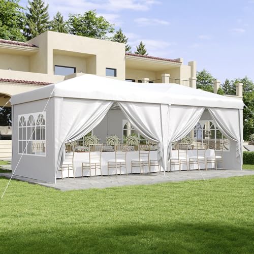 Aoxun 10x20 Pop Up Canopy Tent with 6 Removable Sidewalls, One Push Party Tent Waterproof Outdoor Canopy with 3 Adjustable Height, Portable Tents for Parties, Wedding, Commercial, Market Aoxun