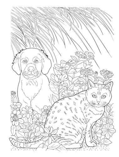 Creative Haven Lovable Cats and Dogs Coloring Book: Relax & Unwind with 31 Stress-Relieving Illustrations (Adult Coloring Books: Pets)