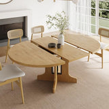 Feonase 59" Round Extendable Dining Room Table for 6, Modern Oval Kitchen Table with Heavy Duty Wood Base, for Kitchen Dining Living Room, Easy Assembly, Noise-Free, Oak Feonase