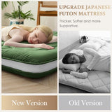 Auemtyn Japanese Floor Mattress, 4" Japanese Futon Mattress, Foldable & Portable Shiki Futon (shikibuton), Roll Up Thicken Sleeping Tatami Mat Sleeping Pad for Camping (Green, 54 x 80) Auemtyn