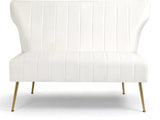 WQSLHX 50’’ Velvet Modern Armless Loveseat for Living Room Bedroom, Upholstered Small Wingback Couch Sofa with Gold Metal Legs & 2 Seater WQSLHX