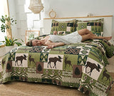 Quilts Set King Size Rustic Quilt Bedspread Coverlet King Quilt Bedding Country Lodge Patchwork Quilt Home Lightweight Reversible Bedspread Rustic Bear Bedding Cabin Moose Forest Animal Coverlet Olive ARL HOME