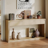Treocho 63.9" Long Console Tables for Entryway, Farmhouse Entryway Table with Drawers, Narrow Sofa Table Behind Couch Table for Living Room, Entrance, Hallway, Natural Treocho