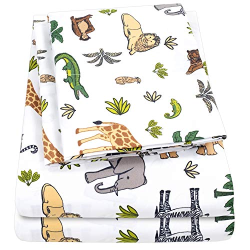 1500 Supreme Kids Bed Sheet Collection - Fun Colorful and Comfortable Boys and Girls Toddler Sheet Sets - Deep Pocket Wrinkle Free Soft and Cozy Bedding - Twin, Wild Animal Sweet Home Collection