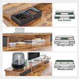 FEZIBO Height Adjustable Electric Standing Desk with 4 Drawers and Keyboard Tray, 55 x 24 Inch Table with Storage Shelf, Sit Stand Desk with Splice Board, Rustic Brown FEZIBO