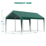 Raxmolo 12x20FT Heavy Duty Carport, Portable Car Canopy Garage Boat Shelter Party Tent, UV Resistant Waterproof Carport Canopy with Four Wind-Resistant Ropes (Green) Raxmolo