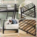 HomJoones Metal Twin Over Full Size Bunk Bed for Adults & Kids,Twin Over Full Bunk Beds, Low Profile Bunkbeds with Length Guardrail and Ladder, No Box Spring Needed,Space Saving HomJoones