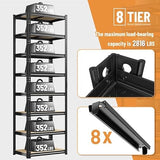 DurayLoly 8 Tier Storage Shelves, Shelving Unit Load 2816LBS, Garage Shelving Adjustable and Divisible, Shelving Units and Storage Rack for Laundry Room, Pantry, Kitchen, Closet, Metal Shelf 84" H DurayLoly