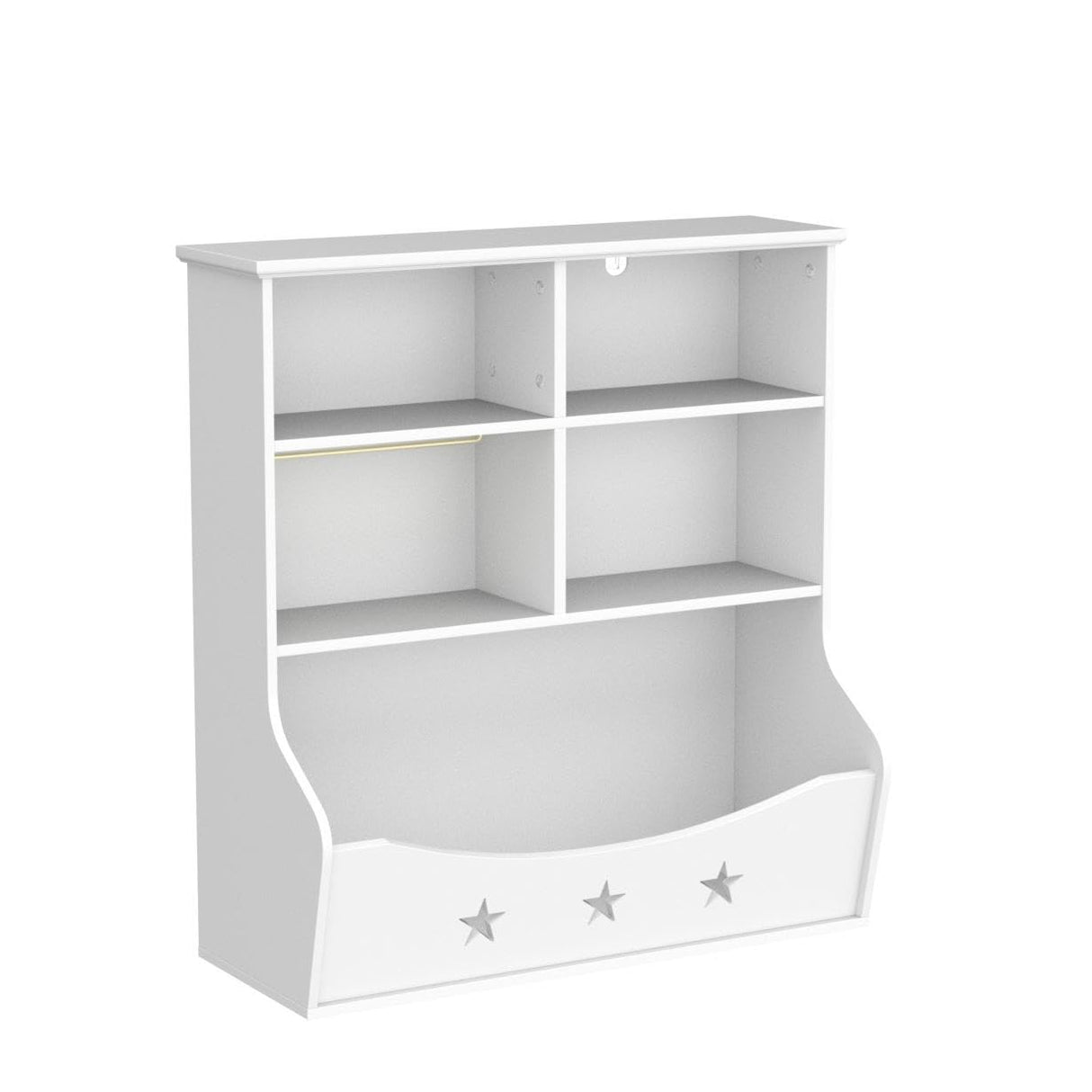 Curipeer White 3-Shelf Kids Bookshelf with 5 Cube Units and Star Pattern Toy Organizer for Playroom and Nursery Curipeer