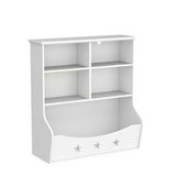 Curipeer White 3-Shelf Kids Bookshelf with 5 Cube Units and Star Pattern Toy Organizer for Playroom and Nursery Curipeer