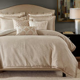 Madison Park Signature Queen Luxury Jacquard Comforter Set, Removable Duvet Cover with Insert, Oversized Overfilled Bedding, Hand-Guided Embroidered Texture Accents, Geometric Ivory, 8-Piece Madison Park