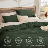 Bedsure Waffle Comforter Set King, Olive Green Soft Bedding, Waffle Weave Bed Set, 3 Pieces, 1 Comforter (104"x90") and 2 Pillow Shams, Cotton Shell and Polyester Lining for All Seasons Bedsure