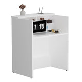 ALFA BUSINESS White Reception Desk, Front Desk for Small Office Spaces, Wooden Checkout Cash Counter for Lobby, Salon, Retail ALFA BUSINESS