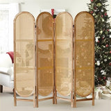 Aletheiawu 4 Panel Room Divider, 5.6 Ft Foldable Wood Room Divider Screen, Hand-Woven Rattan Folding Privacy Screens with Double Hinges, Wall Divider for Room Separation Bedroom Home Office - Natural Aletheiawu