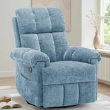 Korser Recliner Chair, Swivel Rocker Recliner Chair for Adults, Small Recliners for Small Spaces, Manual Recliner Chair with Side Pockets, Nursery Rocking Chair for Living Room, Chenille, Airy Blue