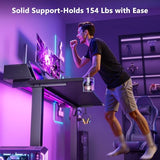 OffiGo Gaming Standing Desk with LED Light, 48 Inch Electric Height Adjustable Table with Power Outlet & Floating Monitor Stand, Sit Stand Computer Workstation for Home, Bedroom, Black OffiGo