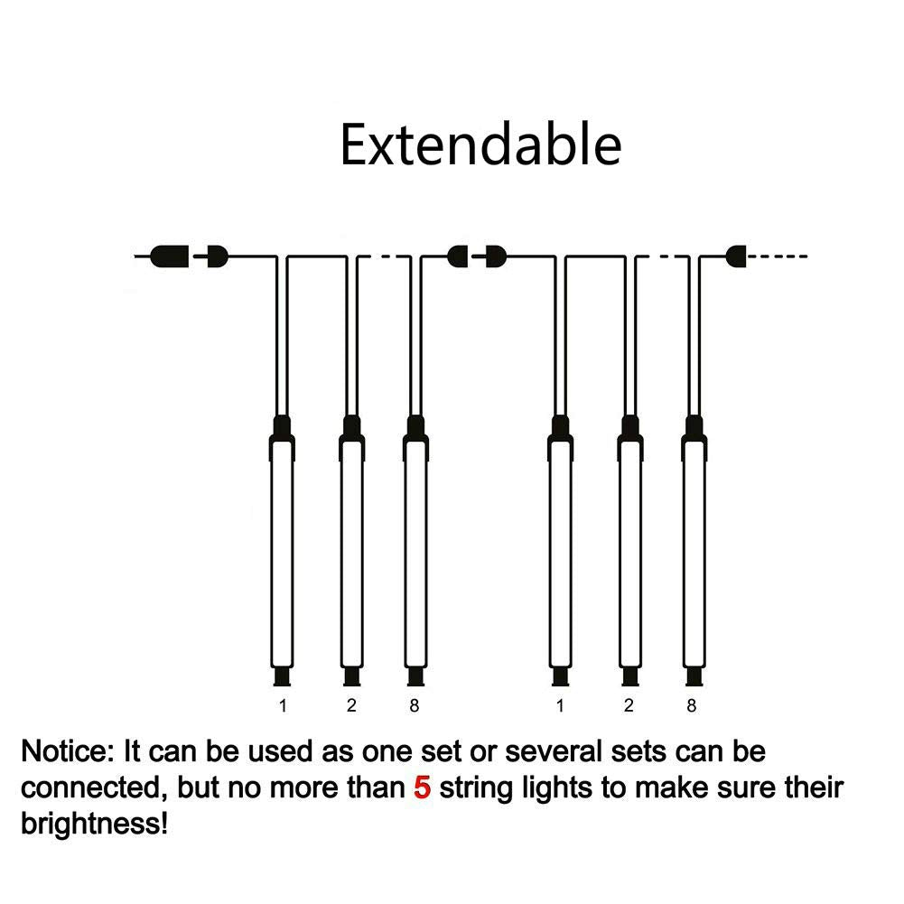 Kwaiffeo Christmas Lights Outdoor, 8 Tubes Meteor Shower Lights LED Snow Falling Icicle Cascading Lights for Xmas Tree Wedding Decoration Party, UL Plug, White Kwaiffeo