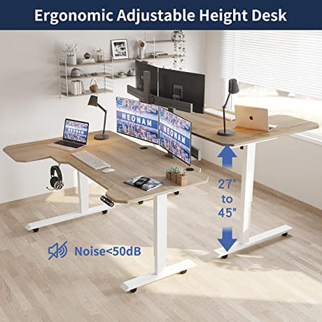 HEONAM Ergonomic Electric Standing Desk 59 Inch, Height Adjustable Sit Stand Desk with Memory Keypad and Large Work Surface HEONAM