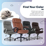 Serta Fairbanks Big & Tall Executive Office Chair, Ergonomic Comfy High-Back ComputerChairs with Lumbar Support, Semi-Plush Seat Cushion, Padded Armrests, Nylon Swivel Base, Bonded Leather, Cognac Serta