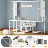 78.6" W Stands for Living Room, Large Wall Unit Entertainment Center with 11 Fabric Drawer,Dresser TV Stand with 2 LED Lights & Power Outlets,TV Stand for Bedroom with Storage Shelves,White EnHomee