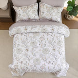 Luxudecor Floral Comforter Set King Size 7 Pieces Bed in a Bag, Beige Paisley Flower Bed Set, Soft Lightweight Comforter with Sheet Set 104"x90" Luxudecor
