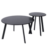 Patio Outdoor Coffee Table Set of 2 - Weather Resistant Outdoor Round End Table Modern Coffee Tables for Living Room Balcony Home Office (Black) juserox