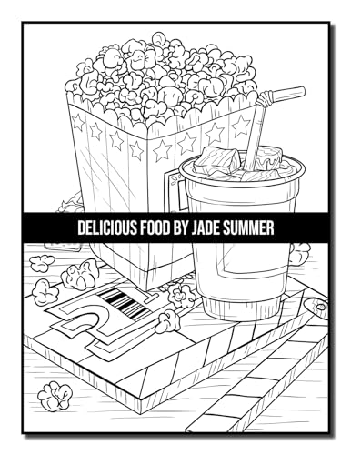 Delicious Food: An Adult Coloring Book with Decadent Desserts, Luscious Fruits, Relaxing Wines, Fresh Vegetables, Juicy Meats, Tasty Junk Foods, and More! WoodArtSupply