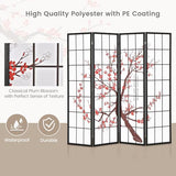 Giantex Room Divider, 4 Panel 6FT Room Dividers, Folding Privacy Screen, Oriental Shoji Screen for Room Separation, Portable Freestanding Japanese Wall Partition with Plum Blossom Design, White Giantex