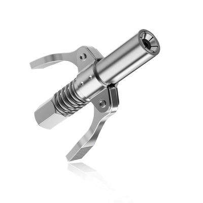 Ziciner Grease Gun Coupler, Double Handles Quick Lock Release Grease Gun Tip with 6 Thickened Jaws, 12000 PSI High Pressure Grease Fittings Compatible with All Grease Guns (1 PC)