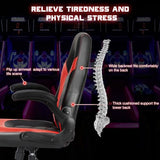DUMOS Ergonomic Computer Gaming Chair with Flip-up Armrest, Height Adjustable PU Leather Home Office Desk Chair with Lumbar Support Swivel Wheels and for Adults and Kids, Scarlet Red DUMOS