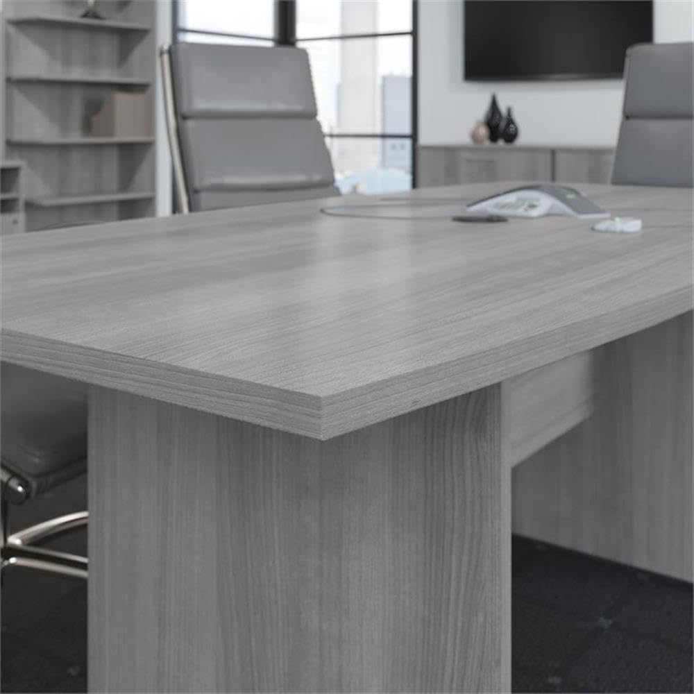 Bush Furniture UrbanPro Conference Table with Wood Base in Platinum Gray - Engineered Wood Bush Business Furniture