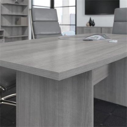 Bush Furniture UrbanPro Conference Table with Wood Base in Platinum Gray - Engineered Wood